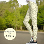 Leggings Patrón De Hoja Verde Sobre El Fondo Amarillo Paste<br><div class="desc">El diseño es de estilo natural,  con una rama verde y un patrón de hojas sobre un fondo amarillo pastel.</div>