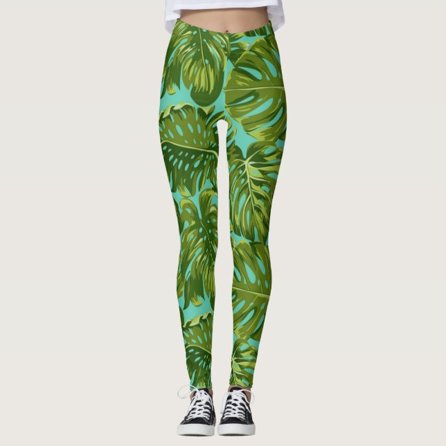 Leggings Patrón de hojas (Anverso)