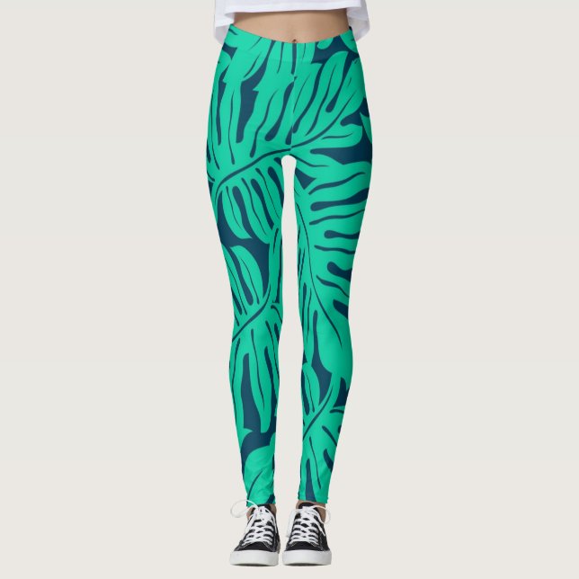 Leggings Patrón de hojas (Anverso)