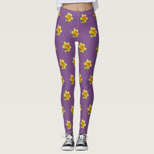 Leggings Patrón de hojas amarillo y Naranja