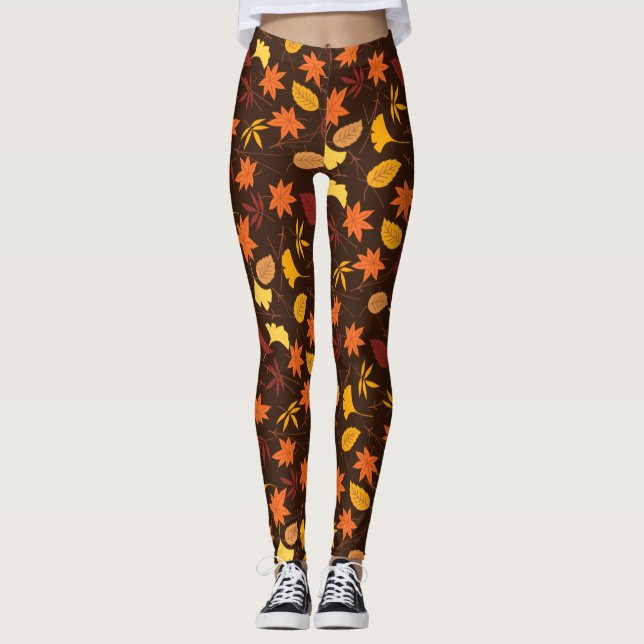 Leggings Patrón de hojas de arce-45947 (Anverso)