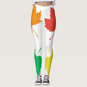 Leggings Patrón de hojas de arce coloridas