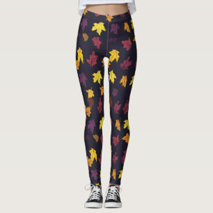 Leggings Patrón de hojas de arce de otoño