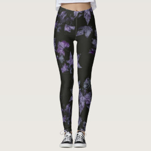 Leggings Patrón de hojas de arce morado