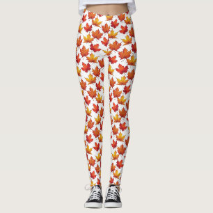 Leggings Patrón de hojas de arce rojas. Patrón de caída