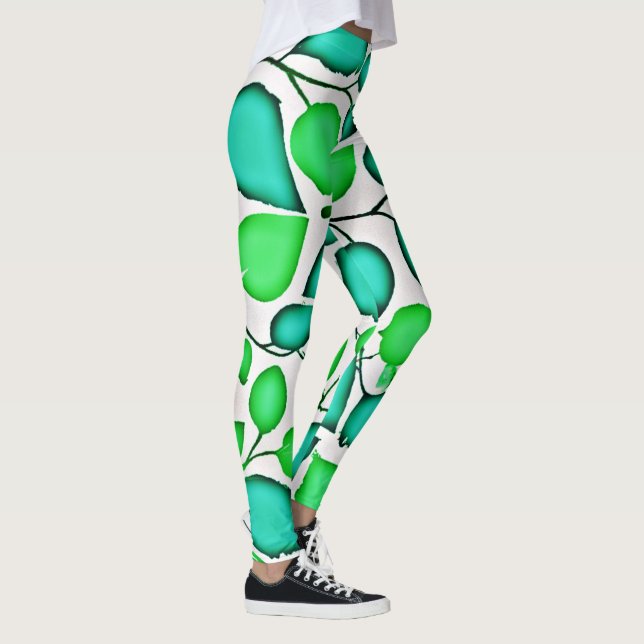 Leggings Patrón de hojas de elegancia Vivid (Derecha)
