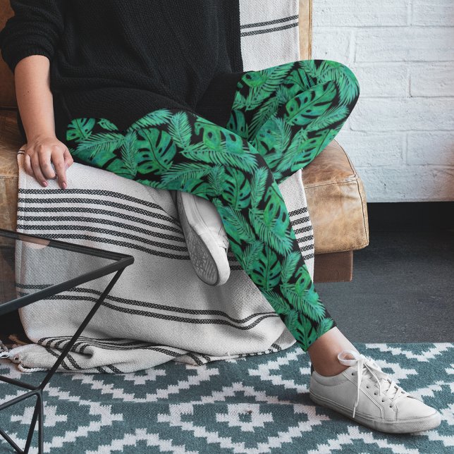 Leggings Patrón de hojas de monastera tropical (Subido por el creador)