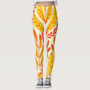 Leggings Patrón de hojas de mosaico de follaje vibrante col