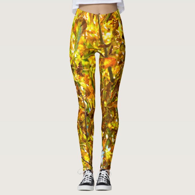 Leggings patrón de hojas de otoño (Anverso)