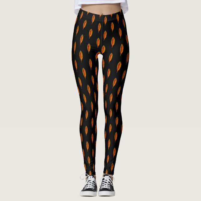 Leggings Patrón de hojas de otoño (Anverso)