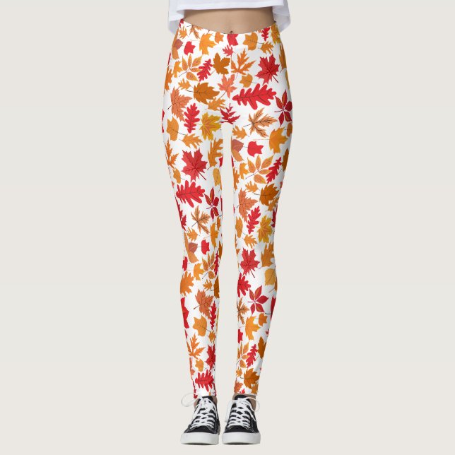 Leggings Patrón de hojas de otoño 02 No BG (Anverso)