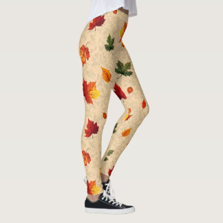 Leggings Patrón de hojas de otoño artísticas