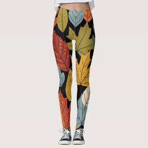 Leggings Patrón de hojas de otoño coloridas