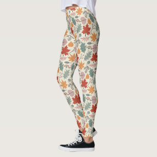 Leggings Patrón de hojas de otoño y maíz vintage