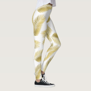 Leggings Patrón de hojas de palmera de Relieve metalizado d