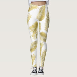 Leggings Patrón de hojas de palmera de Relieve metalizado d