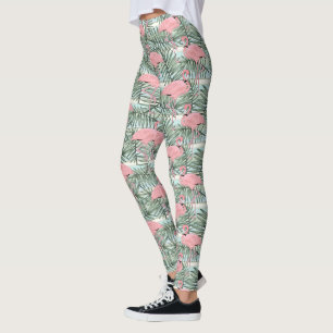 Leggings Patrón de hojas de palmera rosadas