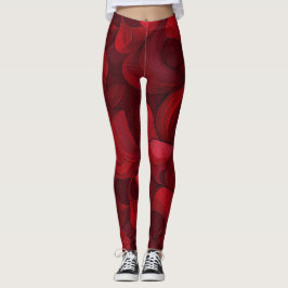 Leggings Patrón de hojas de resumen rojo oscuro