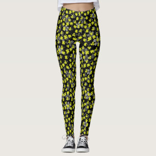 Leggings patrón de hojas de trébol 03.b Negro BG