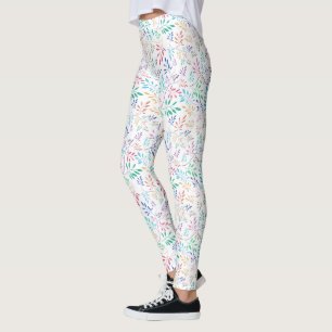 Leggings Patrón de hojas delgadas y coloridas