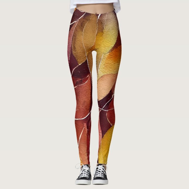 Leggings Patrón de hojas otoñales (Anverso)