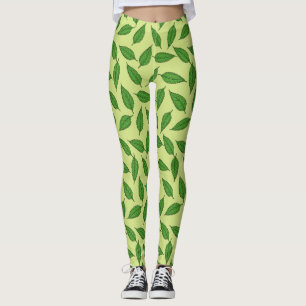 Leggings Patrón de hojas, patrón de hojas, hojas de primave