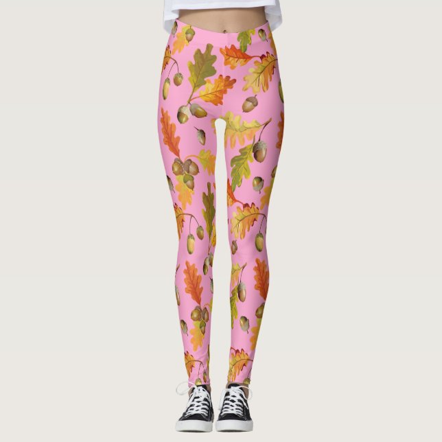 Leggings Patrón de Hojas Rosa (Anverso)