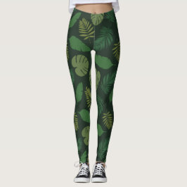 Leggings Patrón de hojas tropicales