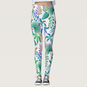 Leggings Patrón de hojas tropicales