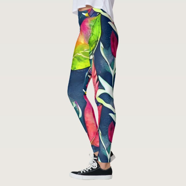 Leggings Patrón de hojas tropicales acuáticas modernas (Izquierda)