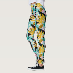Leggings Patrón de hojas tropicales de selva tropical