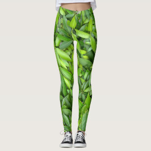 Leggings Patrón de hojas verdes frondosas - Naturaleza Botá