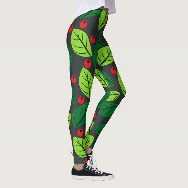 Leggings Patrón de "hojas y bayas" (Derecha)