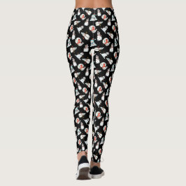 Leggings Patrón De Hombres De Nieve Para Navidades Negro