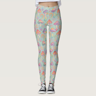 Leggings Patrón de hongo arcoíris pastel