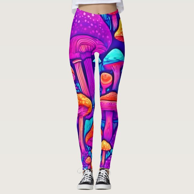 Leggings Patrón de hongos coloridos (Anverso)