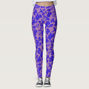 Leggings Patrón de hongos negros 01azul Lpurple BG