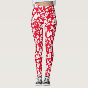 Leggings Patrón de hongos negros 01b Red BG