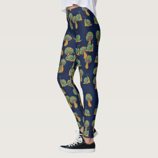 Leggings Patrón de hongos retro caracoles y hongos
