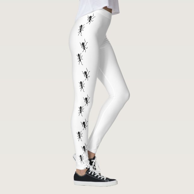 Leggings Patrón de hormigas negras sobre blanco (Derecha)