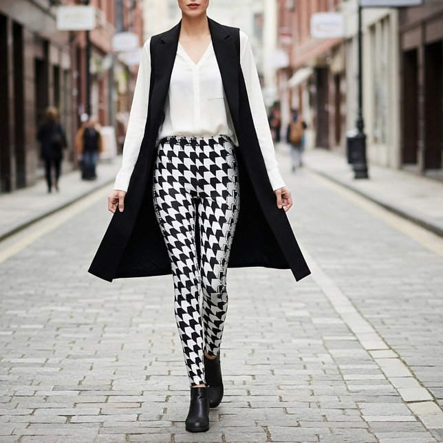 Leggings Patrón de houndstown negro clásico (Subido por el creador)