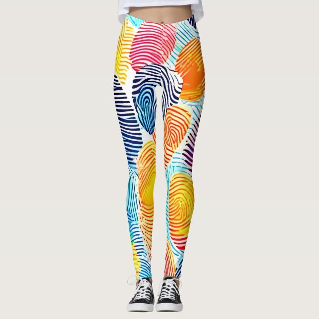 Leggings Patrón de huellas digitales coloridas (Anverso)