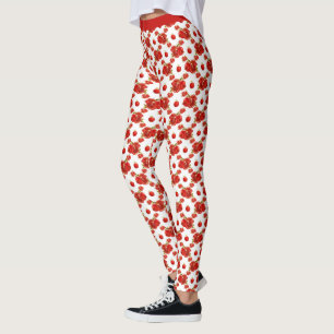 Leggings Patrón de huerto de frutas rojas de grano retro