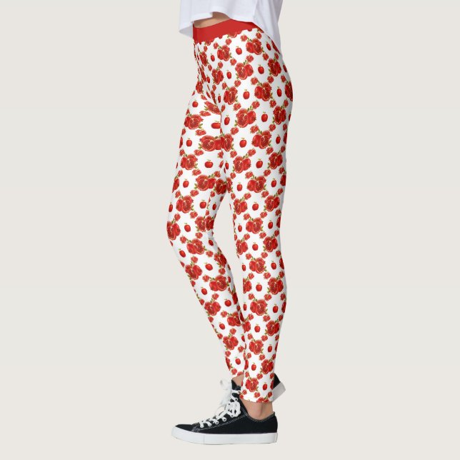 Leggings Patrón de huerto de frutas rojas de grano retro (Izquierda)
