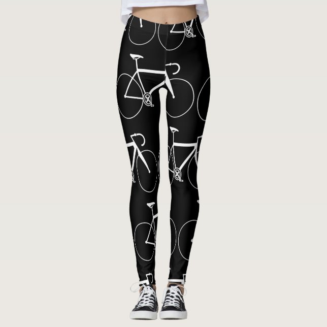 LEGGINGS PATRÓN DE ICONO BICICLETA NEGRA Y BLANCA (Anverso)