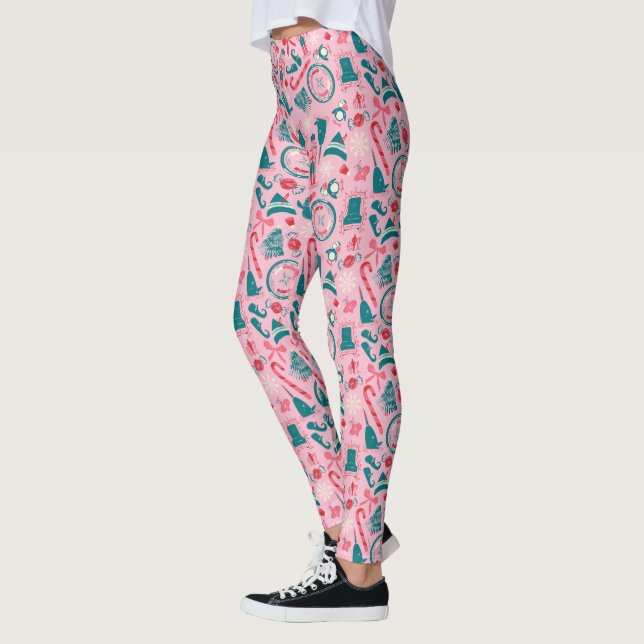 Leggings Patrón de iconos con marco de vacaciones de Elf (Izquierda)
