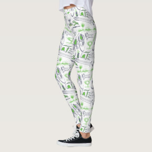 Leggings Patrón de iconos de golf verde