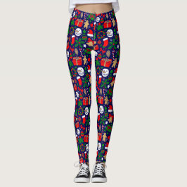 Leggings Patrón de iconos de Navidades divertidos