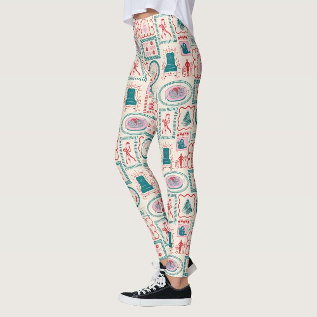 Leggings Patrón de iconos de vacaciones de Elf (Izquierda)