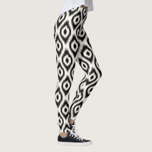 Leggings Patrón de Ikat de Diamantes de Marfil y Negro de M